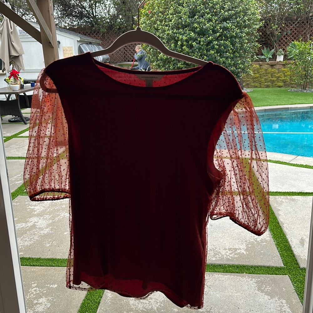 ⭐️⭐️Banana Republic,blouse with sheer overlay, gorgeous, in time for V-day!
